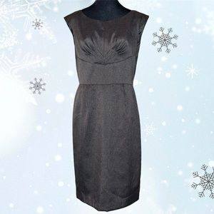 Karin Stevens professional grey sheath style midi exciting stitching at bust